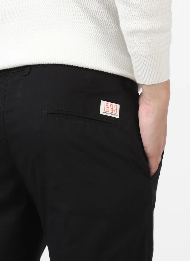 Urbano Fashion  Urbano Fashion Men's Black Cotton Slim Fit Casual Chinos Trousers for Men | Best Price UAE